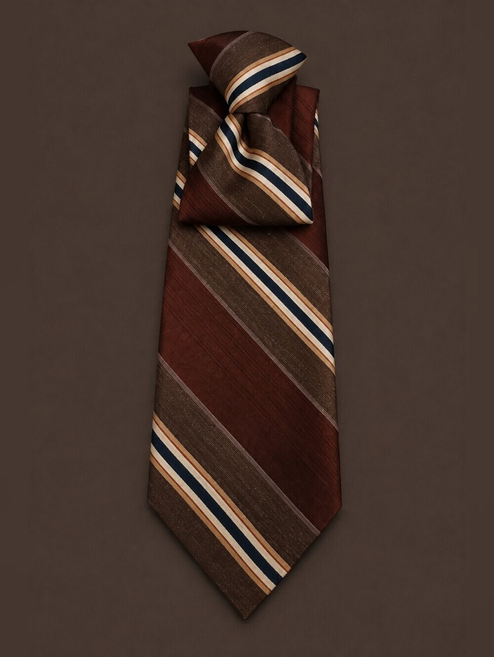 Vtg JOSKE'S 1980s Brown and Maroon Striped Slim Clip-on Tie